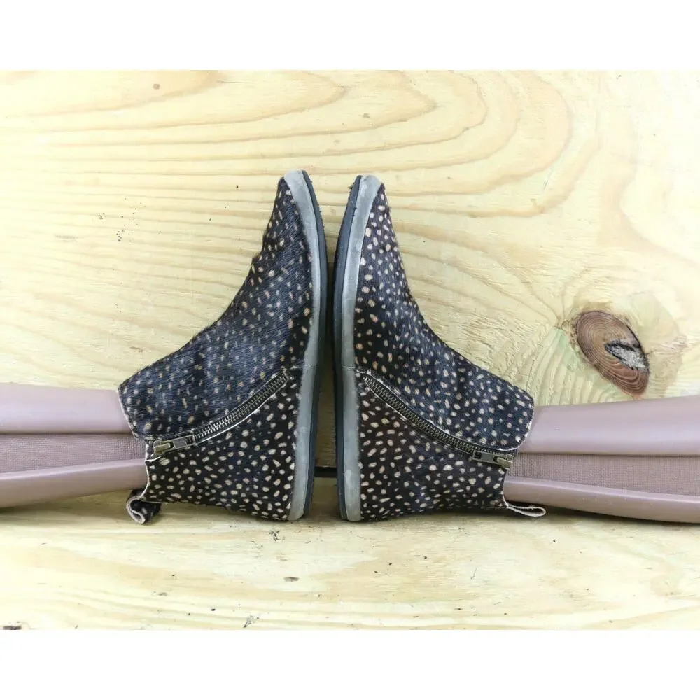 Free People Boots 7.5 Womens Cheetah Print Melrose Zip Bootie Ankle Shoes